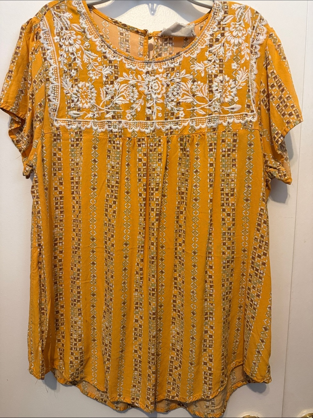 Savanna Jane Mustard Yellow Embroidered Boho Tunic